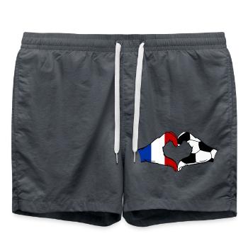 France Football Drapeau Mains Coeur Forme - Short de bain - charbon - Devant - AI Model Male 185 light (185cm)