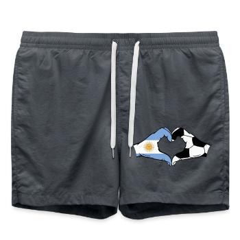 Argentinien Fussball Flagge Haende Herzform - Badeshorts - Anthrazit - Vorne - AI Model Male 185 light (185cm)