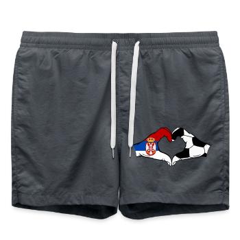 Serbia Football Flag Hands Heart Shape - Swim Trunks - anthracite - Front - AI Model Male 185 light (185cm)