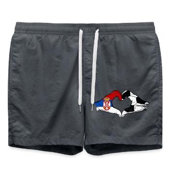 Serbia Football Flag Hands Heart Shape Used - Swim Trunks - anthracite - Front - AI Model Male 185 light (185cm)