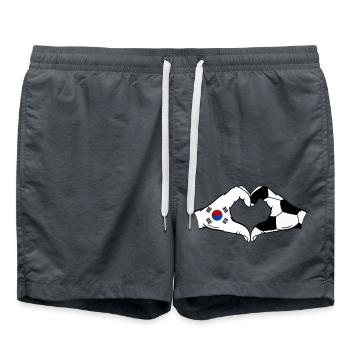 Corée du Sud Football Drapeau Mains Coeur Forme - Short de bain - charbon - Devant - AI Model Male 185 light (185cm)