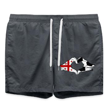 Georgia Football Flag Hands Heart Shape Used - Swim Trunks - anthracite - Front - AI Model Male 185 light (185cm)