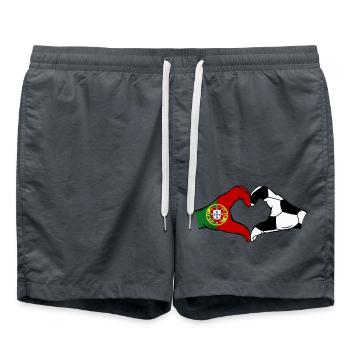 Portugal Fussball Flagge Haende Herzform - Badeshorts - Anthrazit - Vorne - AI Model Male 185 light (185cm)
