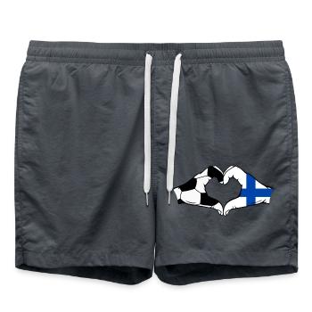 Finlande football drapeau mains forme coeur - Short de bain - charbon - Devant - AI Model Male 185 light (185cm)