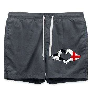 Angleterre Football Drapeau Mains Coeur Forme Utilisé - Short de bain - charbon - Devant - AI Model Male 185 light (185cm)