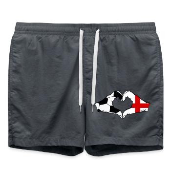 Angleterre Football Drapeau Mains Coeur Forme - Short de bain - charbon - Devant - AI Model Male 185 light (185cm)