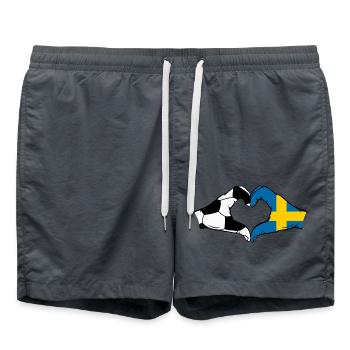 Schweden Fussball Flagge Haende Herzform - Badeshorts - Anthrazit - Vorne - AI Model Male 185 light (185cm)