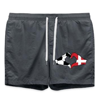 Danemark Football Drapeau Mains Coeur Forme - Short de bain - charbon - Devant - AI Model Male 185 light (185cm)