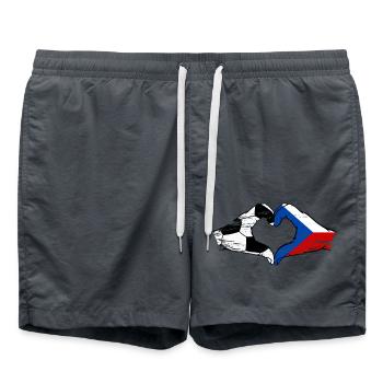 Tschechien Fussball Flagge Haende Herzform used - Badeshorts - Anthrazit - Vorne - AI Model Male 185 light (185cm)