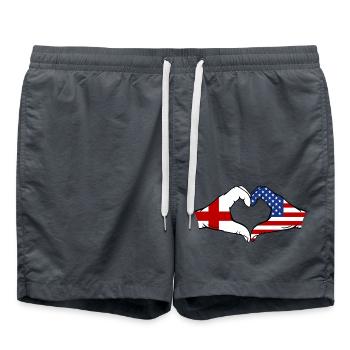 England USA Flag Hand Heart Shape - Swim Trunks - anthracite - Front - AI Model Male 185 light (185cm)