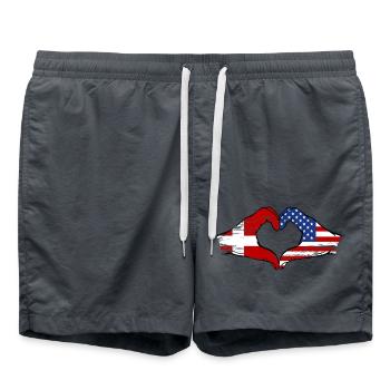Daenemark USA Flagge Haende Herzform used - Badeshorts - Anthrazit - Vorne - AI Model Male 185 light (185cm)