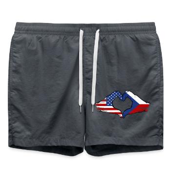 États-Unis République tchèque drapeau mains forme de coeur utilisé - Short de bain - charbon - Devant - AI Model Male 185 light (185cm)