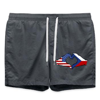États-Unis République tchèque drapeau main coeur forme - Short de bain - charbon - Devant - AI Model Male 185 light (185cm)