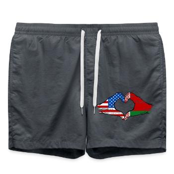 USA Belarus Flagge Haende Herzform used - Badeshorts - Anthrazit - Vorne - AI Model Male 185 light (185cm)
