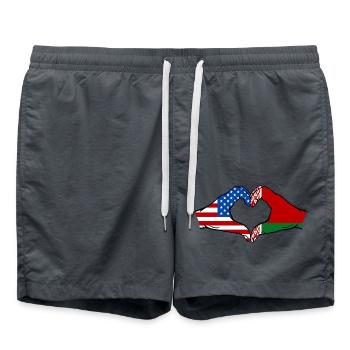 USA Belarus Flagge Haende Herzform - Badeshorts - Anthrazit - Vorne - AI Model Male 185 light (185cm)