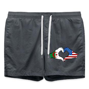 Algerien USA Flagge Haende Herzform - Badeshorts - Anthrazit - Vorne - AI Model Male 185 light (185cm)