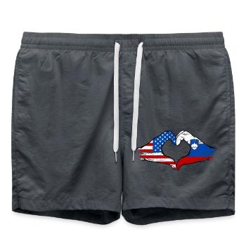 États-Unis Slovénie drapeau main coeur utilisé - Short de bain - charbon - Devant - AI Model Male 185 light (185cm)