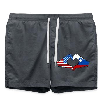 USA Slowenien Flagge Haende Herzform - Badeshorts - Anthrazit - Vorne - AI Model Male 185 light (185cm)