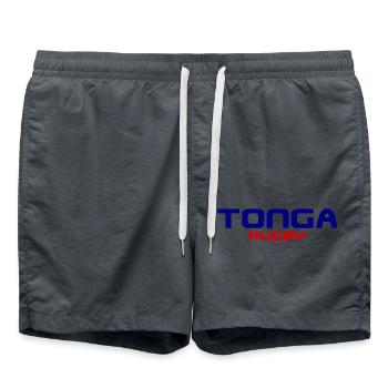 Tonga Rugby Logo - Pacific - Polynesien - Südsee - Badeshorts - Anthrazit - Vorne - AI Model Male 185 light (185cm)
