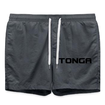 Tonga Logo - Pacific - Polynesien - Südsee - Badeshorts - Anthrazit - Vorne - AI Model Male 185 light (185cm)