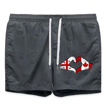 Géorgie Canada drapeau mains forme coeur utilisé - Short de bain - charbon - Devant - AI Model Male 185 light (185cm)