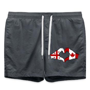 Géorgie Canada Drapeau Mains Coeur Forme - Short de bain - charbon - Devant - AI Model Male 185 light (185cm)