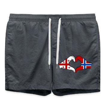 Géorgie Norvège Drapeau Mains Coeur Forme - Short de bain - charbon - Devant - AI Model Male 185 light (185cm)