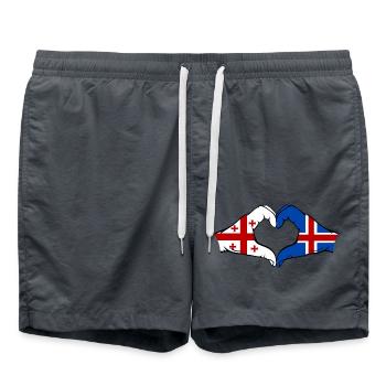 Géorgie Islande Drapeau Mains Coeur Forme - Short de bain - charbon - Devant - AI Model Male 185 light (185cm)