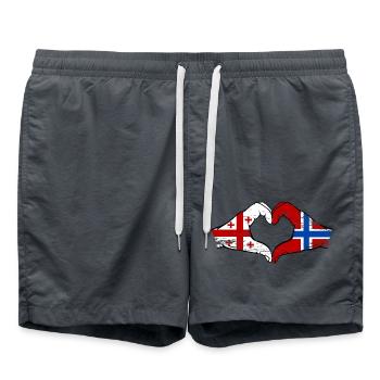 Géorgie Norvège drapeau mains coeur utilisé - Short de bain - charbon - Devant - AI Model Male 185 light (185cm)