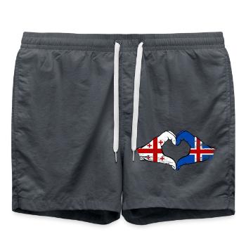 Georgia Iceland Flag Hands Heart Shape Used - Swim Trunks - anthracite - Front - AI Model Male 185 light (185cm)