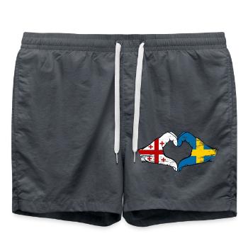 Géorgie Suède Drapeau Mains Coeur Forme Utilisé - Short de bain - charbon - Devant - AI Model Male 185 light (185cm)