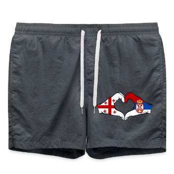 Georgia Serbia Flag Hands Heart Shape - Swim Trunks - anthracite - Front - AI Model Male 185 light (185cm)