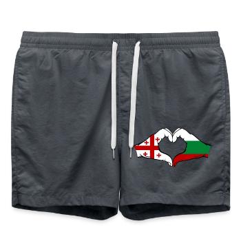 Georgia Bulgaria Flag Hand Heart Shape - Swim Trunks - anthracite - Front - AI Model Male 185 light (185cm)