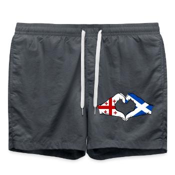 Géorgie Ecosse Drapeau Mains Coeur Forme - Short de bain - charbon - Devant - AI Model Male 185 light (185cm)