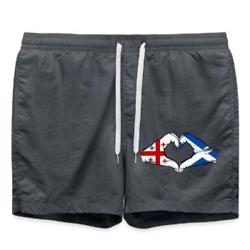 Georgia Scotland Flag Hands Heart Shape Used - Swim Trunks - anthracite - Front - AI Model Male 185 light (185cm)