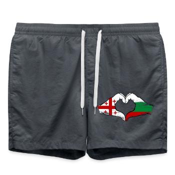 Georgia Bulgaria Flag Hands Heart Shape Used - Swim Trunks - anthracite - Front - AI Model Male 185 light (185cm)