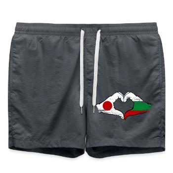 Japon Bulgarie drapeau mains coeur utilisé - Short de bain - charbon - Devant - AI Model Male 185 light (185cm)