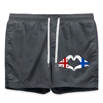 Géorgie Finlande Drapeau Mains Coeur Forme Utilisé - Short de bain - charbon - Devant - AI Model Male 185 light (185cm)