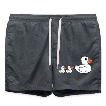 3 Ducks Family Mom Mom Two Kids Baby Dad - Swim Trunks - anthracite - Front - AI Model Male 185 light (185cm)