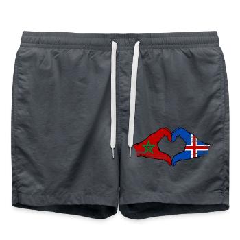 Marokko Island Flagge Haende Herzform used - Badeshorts - Anthrazit - Vorne - AI Model Male 185 light (185cm)