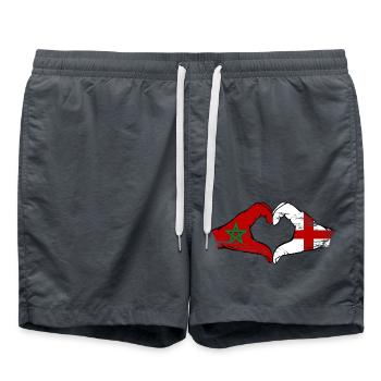 Maroc Angleterre drapeau mains coeur utilisé - Short de bain - charbon - Devant - AI Model Male 185 light (185cm)