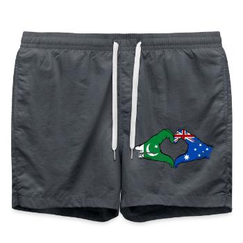 Pakistan Australie Drapeau Mains Coeur - Short de bain - charbon - Devant - AI Model Male 185 light (185cm)
