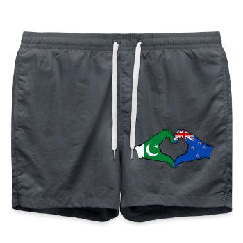 Pakistan Nouvelle-Zélande drapeau mains coeur - Short de bain - charbon - Devant - AI Model Male 185 light (185cm)
