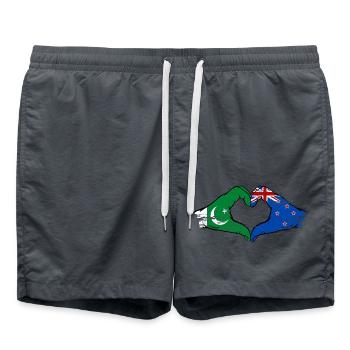 Pakistan Nouvelle-Zélande drapeau mains coeur - Short de bain - charbon - Devant - AI Model Male 185 light (185cm)