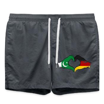 Pakistan Germany Flag Hands Heart - Swim Trunks - anthracite - Front - AI Model Male 185 light (185cm)