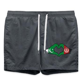 Pakistan Afghanistan drapeau mains coeur - Short de bain - charbon - Devant - AI Model Male 185 light (185cm)