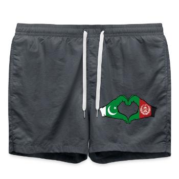 Pakistan Afghanistan drapeau mains coeur - Short de bain - charbon - Devant - AI Model Male 185 light (185cm)