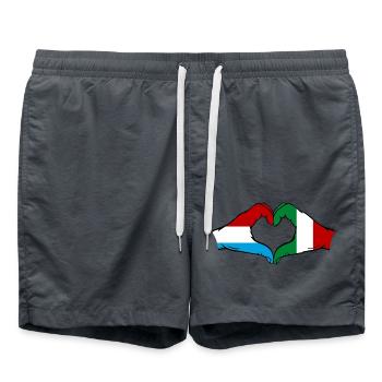 Luxembourg Italy Flag Hands Heart Shape - Swim Trunks - anthracite - Front - AI Model Male 185 light (185cm)