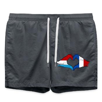 Luxemburg Frankreich Flagge Haende Herzform used - Badeshorts - Anthrazit - Vorne - AI Model Male 185 light (185cm)