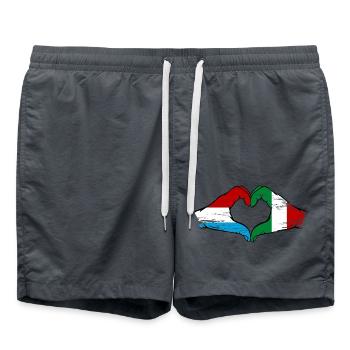 Luxembourg Italy Flag Hands Heart Shape Used - Swim Trunks - anthracite - Front - AI Model Male 185 light (185cm)